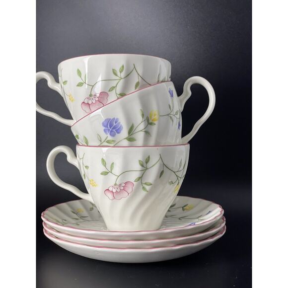 Johnson Brothers England "Summer Chintz" 6Pc. Coffee Tea Cup Saucer Set For 3 - Picture 1 of 13